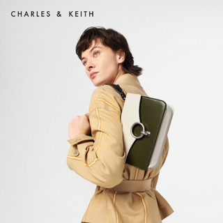 CHARLES＆KEITH2021春季CK2-20701016-1金属圆环饰手提单肩包女包女 Olive橄榄绿色 M