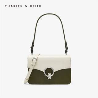 CHARLES＆KEITH2021春季CK2-20701016-1金属圆环饰手提单肩包女包女 Olive橄榄绿色 M