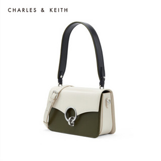 CHARLES＆KEITH2021春季CK2-20701016-1金属圆环饰手提单肩包女包女 Olive橄榄绿色 M