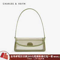 CHARLES＆KEITH2021春季时尚休闲透明包面单肩斜挎腋下包法棍包女CK2-50150913 Green绿色 S