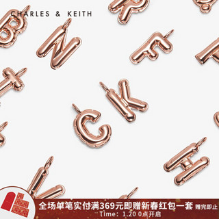 CHARLES＆KEITH2021春新品CK5-72120241-A-M情人节个性字母吊坠挂坠 H Rose Gold玫瑰金色