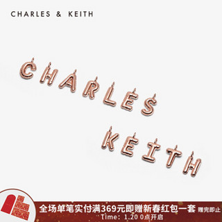 CHARLES＆KEITH2021春新品CK5-72120241-A-M情人节个性字母吊坠挂坠 H Rose Gold玫瑰金色