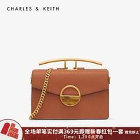 CHARLES＆KEITH2021春季CK2-20781177-2女士休闲金属扣饰手提单肩包女 Cognac白兰地色 S