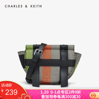 CHARLES＆KEITH2021春季CK2-80781159女士休闲撞色条带饰翻盖单肩包女 Multi综合色 S