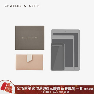 CHARLES＆KEITH2021春季CK6-10680832女士休闲时尚拼色短款钱包女 Beige米色 XS