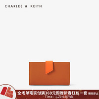 CHARLES＆KEITH2021春季CK6-10680832女士休闲时尚拼色短款钱包女 Orange橙色 XS