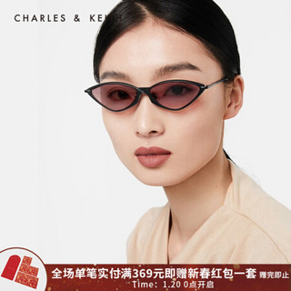 CHARLES＆KEITH2021春季CK3-91280398女士时尚个性猫眼太阳眼镜配饰 Mauve紫红色