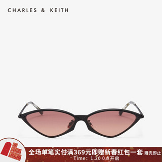 CHARLES＆KEITH2021春季CK3-91280398女士时尚个性猫眼太阳眼镜配饰 Mauve紫红色