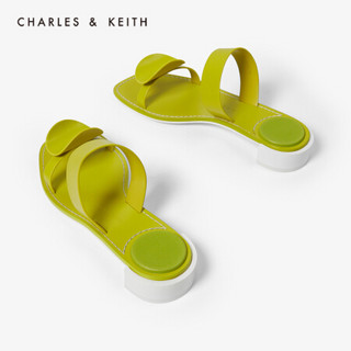 CHARLES＆KEITH2021春季CK1-70390296女士半圆后跟饰凉拖鞋 Green绿色 39