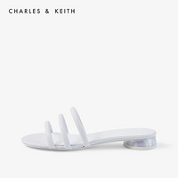 CHARLES＆KEITH2021春季CK1-70390295女士细绊带露趾低跟凉拖鞋 White白色 35