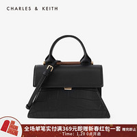 CHARLES＆KEITH2021春季CK2-50781234女士时尚拼色手提单肩包 Black黑色 S