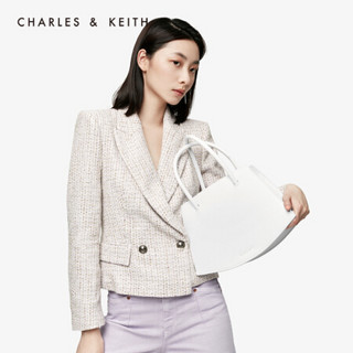 CHARLES＆KEITH2021春季CK2-30671146女士交叉手提带饰单肩包 White白色 M