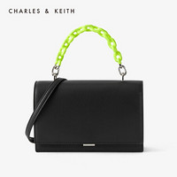 CHARLES＆KEITH2021春季CK2-50770424-1女士简约时尚翻盖手提单肩包女 BLACK黑色 S