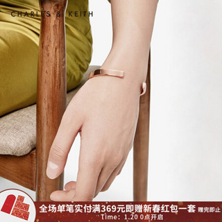 CHARLES＆KEITH2021春季CK5-12120247金属半宝石装饰女士时尚手镯 Rose Gold玫瑰金色