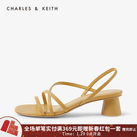 CHARLES & KEITH CHARLES＆KEITH2021春季CK1-60361267女士细绊带露趾中跟凉鞋 Yellow黄色 37