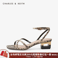 CHARLES＆KEITH2021春季CK1-60280252女士交叉带露趾中跟凉鞋 Multi综合色 34