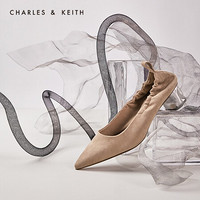 CHARLES＆KEITH2021春季CK1-60900139女士异形跟饰尖头中跟单鞋 Beige米色 38