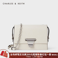 CHARLES＆KEITH2021春季CK2-80270627女士金属扣饰翻盖单肩包 Cream奶白色 S