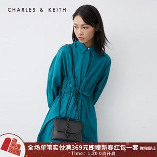 CHARLES＆KEITH2021春季CK2-80781300女士时尚锁扣饰链条单肩包 Black黑色 S