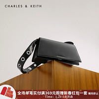 CHARLES＆KEITH2021春季CK2-20671164-1女士宽肩带翻盖单肩包 Black黑色 S