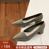 CHARLES＆KEITH2021春季CK1-60920221女士通勤尖头中跟单鞋 Olive橄榄绿色 38