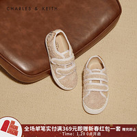 CHARLES＆KEITH2021春季CK9-71700107毛绒魔术贴儿童休闲鞋 粉白色Chalk 28