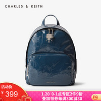 CHARLES＆KEITH女CK2-60150842-1金属机器人女士双肩包书包 Blue蓝色 XL