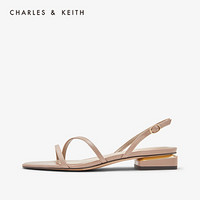 CHARLES＆KEITH2021春季CK1-70900185女士休闲不对称绊带饰低跟凉鞋女 Taupe灰褐色 38