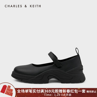 CHARLES＆KEITH2021春季CK1-70900249女士时尚厚底玛丽珍鞋 Black黑色 37