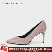 CHARLES＆KEITH2021春季新品CK1-60361289女士时尚尖头高跟单鞋 粉红色Pink 37