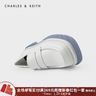 CHARLES＆KEITH2021春季CK1-70380846女士撞色厚底单鞋乐福鞋 White白色 37