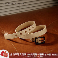 CHARLES&KEITH2021春季CK4-32250239时尚鳄鱼纹印花女士腰带皮带 CREAM奶白色 M