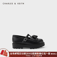 CHARLES＆KEITH2021春季新品CK9-70900027儿童流苏装饰厚底乐福鞋 Black黑色 26