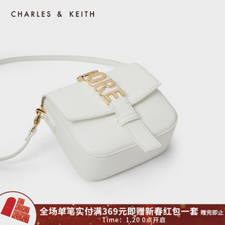 CHARLES＆KEITH2021春新品CK11-80781442字母装饰儿童单肩斜挎包 White白色 R