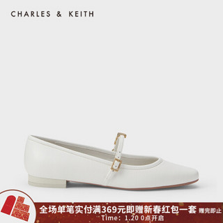 CHARLES＆KEITH2021春季新品CK1-70380834女士情人节系列平底单鞋 White白色 36