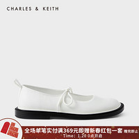 CHARLES＆KEITH2021春季新品CK1-70900270女士时尚系带玛丽珍鞋 White白色 35