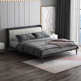 A家家具 轻奢双人床现代简约主卧软靠懒人个性布艺婚床 DA0164 1.8米单床+床垫