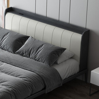 A家家具 轻奢双人床现代简约主卧软靠懒人个性布艺婚床 DA0164 1.8米单床