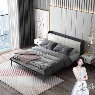 A家家具 轻奢双人床现代简约主卧软靠懒人个性布艺婚床 DA0164 1.8米单床