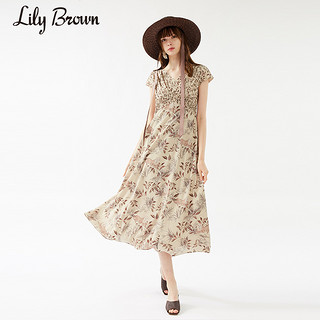 Lily Brown2020春夏新品 法式优雅复古花卉印花连衣裙LWFO202049