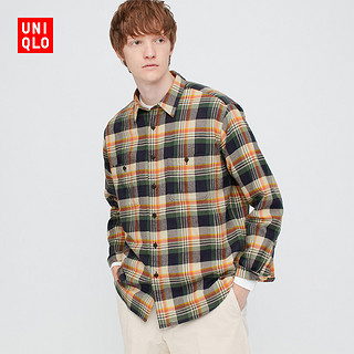 优衣库 男装 法兰绒格子衬衫(长袖) 431483 UNIQLO