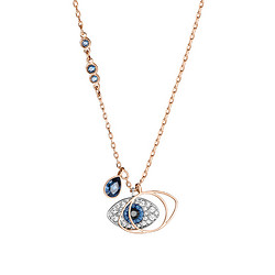 SWAROVSKI 施华洛世奇 SWAROVSKI(施华洛世奇) DUO EVIL EYE 玫瑰金色恶魔之眼项链  520送女友礼物 5172560