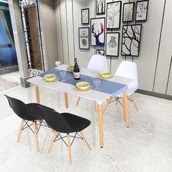 TIMI 天米 现代简约餐桌椅 白色伊姆斯（1.2米餐桌+2白椅+2黑椅）