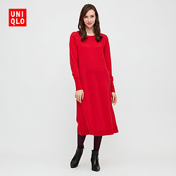 UNIQLO 优衣库 429446 女款针织船领喇叭连衣裙