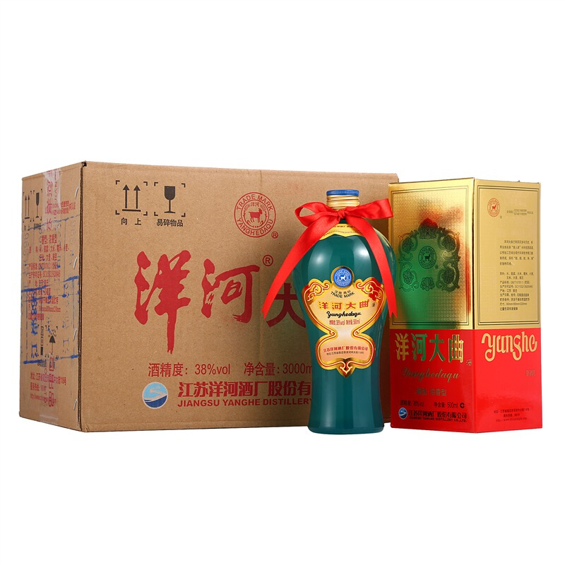 YANGHE 洋河 大曲酒 老天蓝 38%vol 浓香型白酒 500ml*6瓶 整箱装