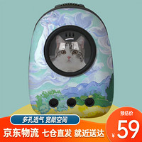 维利亚 猫包宠物包外出便携透气猫咪双肩背包太空舱 田园油画