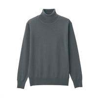 無印良品 MUJI 無印良品  男式 减轻颈部刺痛感天竺编织 高领毛衣 中灰色 XL