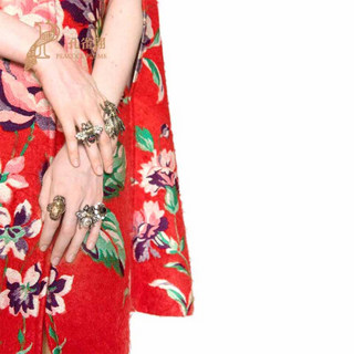 孔雀翎Gucci古奇饰品2020新款女士时尚经典复古效果水晶珍珠蜜蜂戒指493990 金色-S