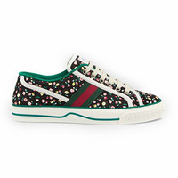 GUCCI 古驰 Tennis 1977系列 Liberty London联名 女士低帮帆布鞋 606110 2IC10 1085 黑色 35.5