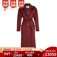 FERRAGAMO/菲拉格慕女装2020新款女士时尚经典羊绒混纺长款大衣 酒红色 46